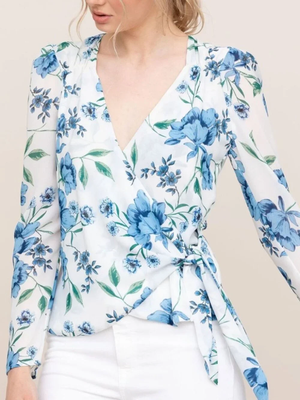 Yumi Kim Kiss And Make Up Wrap Tie Blouse Top S Precious Moments Floral $138